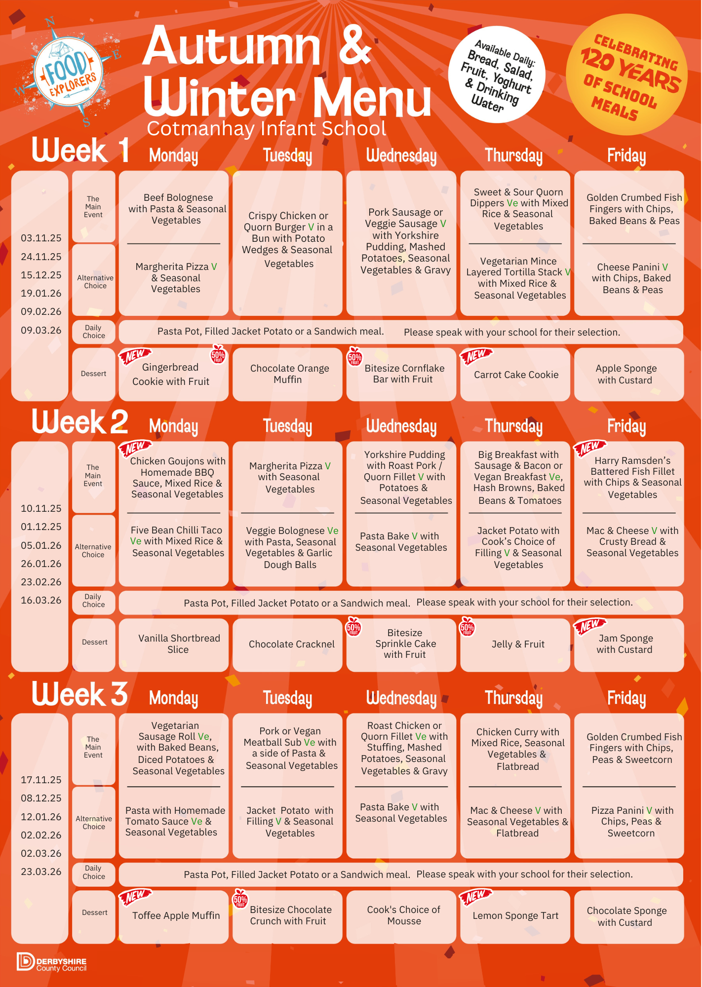 Autumn/winter school menu menu